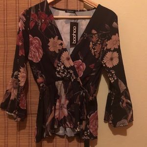 Floral wrap blouse